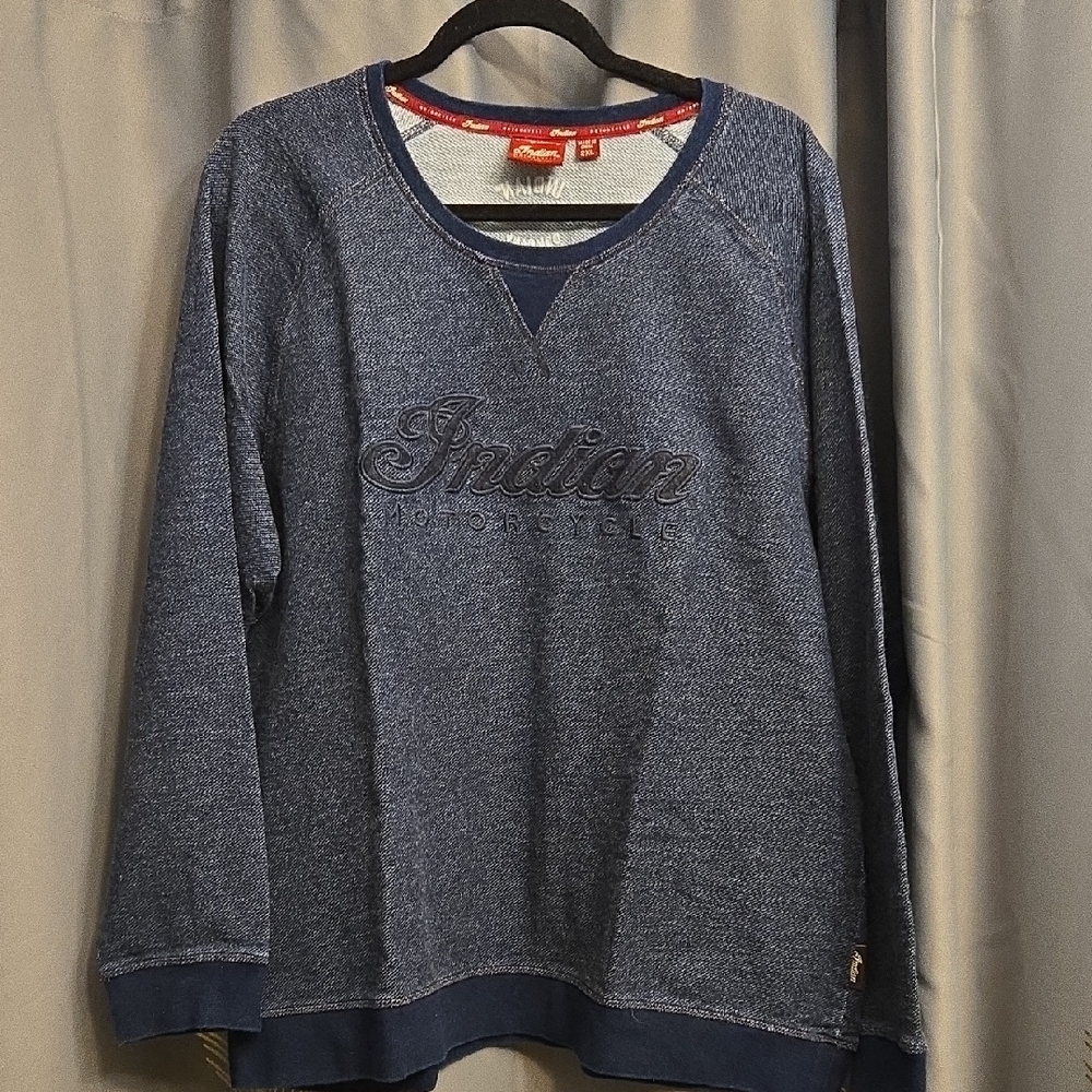 Indian Motorcycle Blue Sweatshirt Sz 2XL